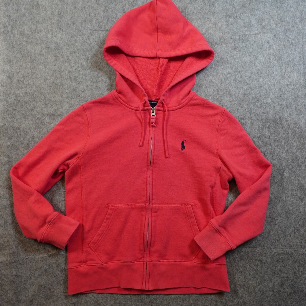Ralph Lauren Girls Hoodie Medium Pink Full Zip Jacket Casual